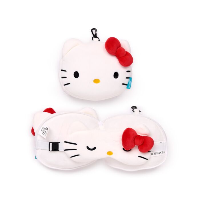 Relaxeazzz Hello Kitty Plush Travel Pillow & Eye Mask
