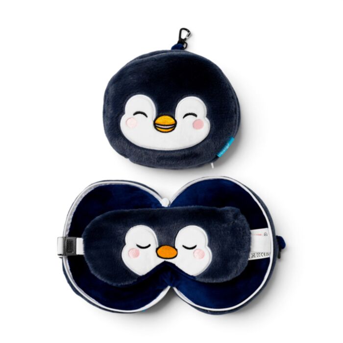 Relaxeazzz Adoramals Nico the Penguin Plush Travel Pillow & Eye Mask
