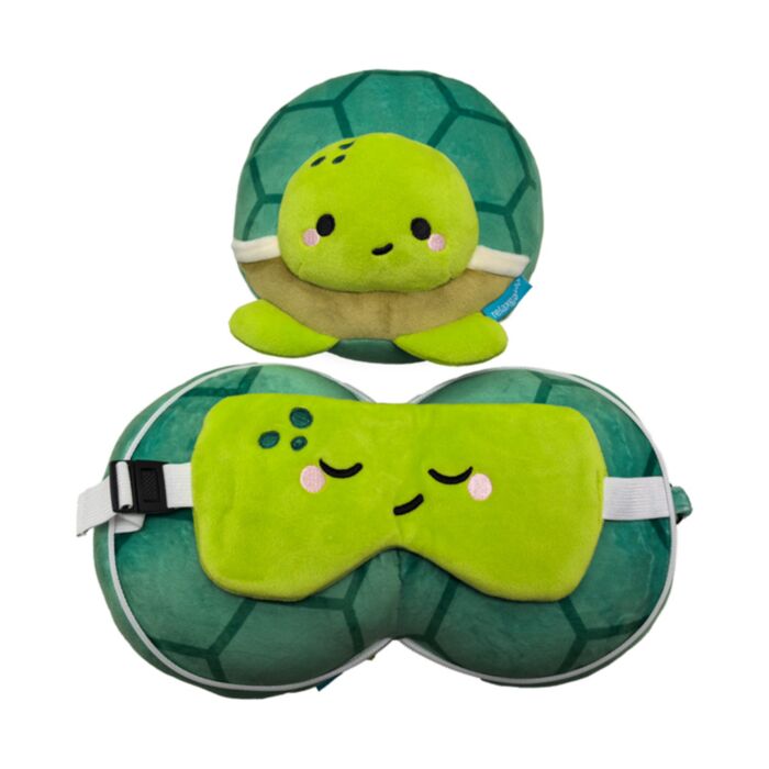 Relaxeazzz Adoramals Turtle Shaped Plush Travel Pillow & Eye Mask