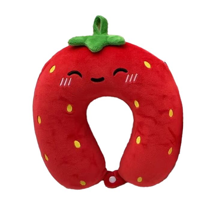 Relaxeazzz Foodiemals Ellie the Strawberry Plush Memory Foam Travel Pillow