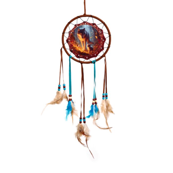 Fairy Dream Wolf & Cub Dreamcatcher 16cm