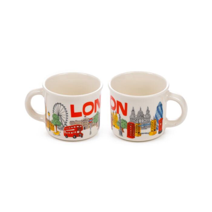 London Souvenir London Landmarks Set of 2 Porcelain Espresso Cups