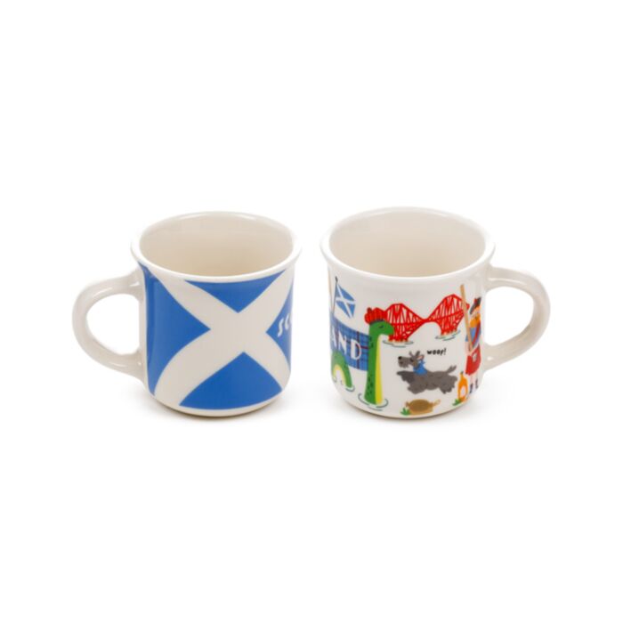 Scotland Souvenir Set of 2 Porcelain Espresso Cups 75ml