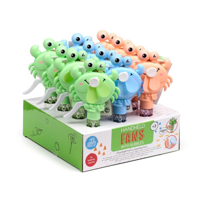 Crab Handheld Hand-Operated Fan with Bubbles