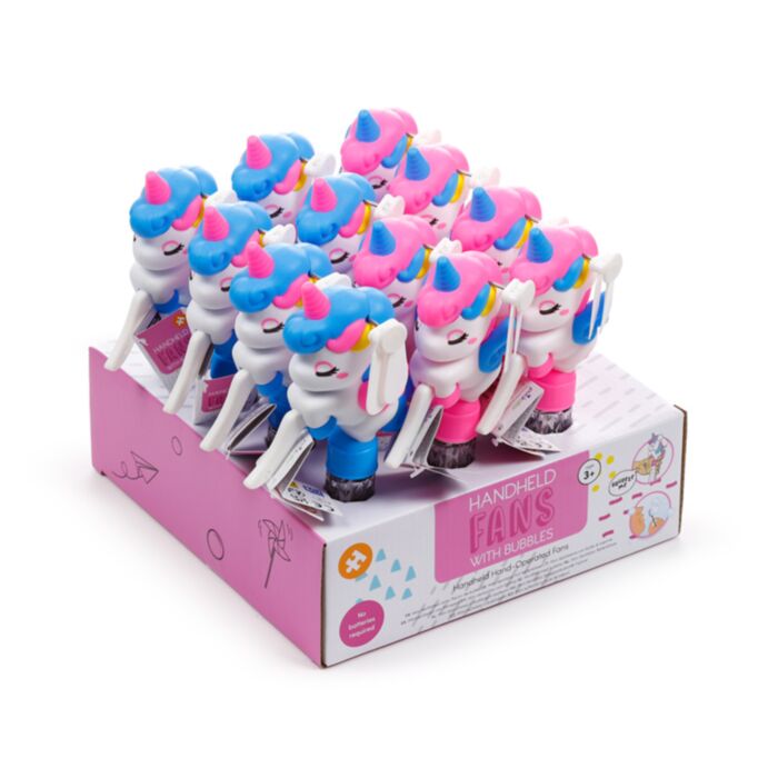 Unicorn Magic Handheld Hand-Operated Fan with Bubbles