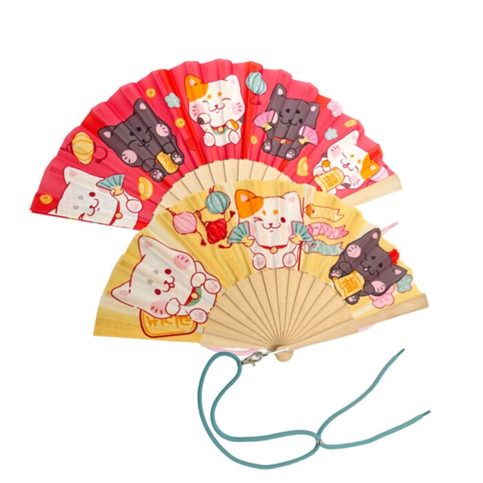 Maneki Neko Lucky Cat Folding Hand Fan