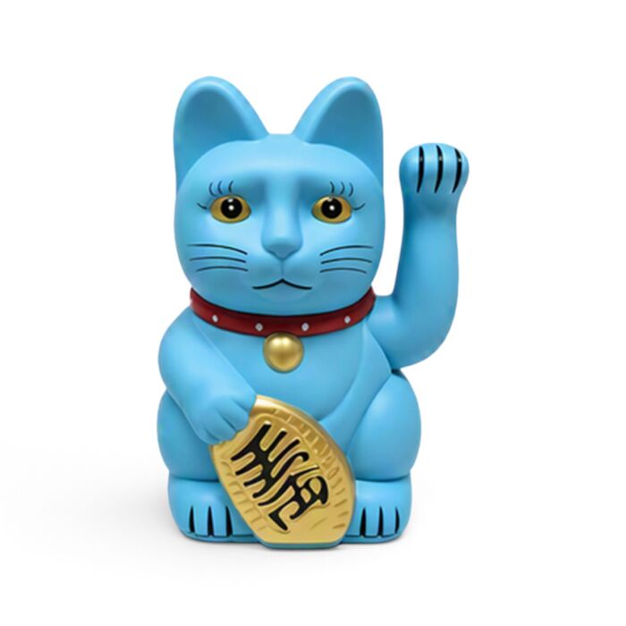 Maneki Neko Lucky Cat Waving Cat Light Blue Solar Pal