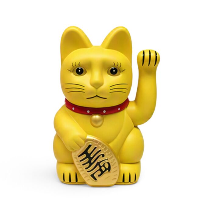 Maneki Neko Lucky Cat Waving Cat Yellow Solar Pal