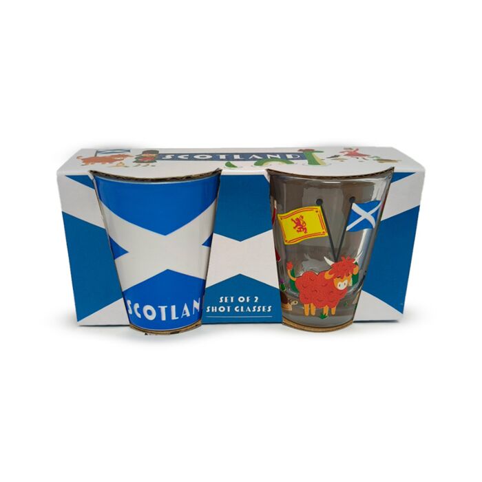 Set of 2 Scotland Souvenir Glass Shot Glasses (50ml)