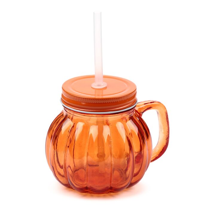 Pumpkin Mason Drinking Jar & Straw