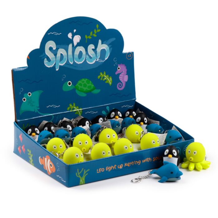 Octopus Penguin & Dolphin LED Sealife Keyring with Sound