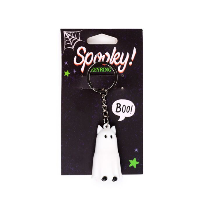 Spooky Ghost Cat 3D PVC Keyring