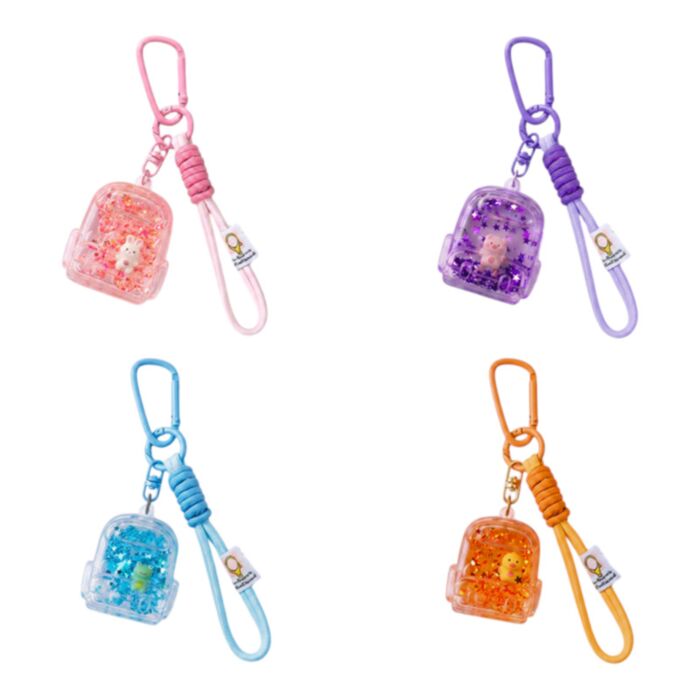 QuirKeys Cute Animal Backpack Liquid Keyring Bag Charm