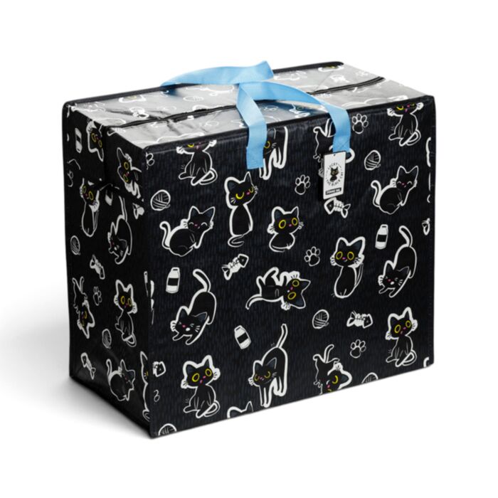 Lucky the Black Cat Zip Up Laundry Storage Bag