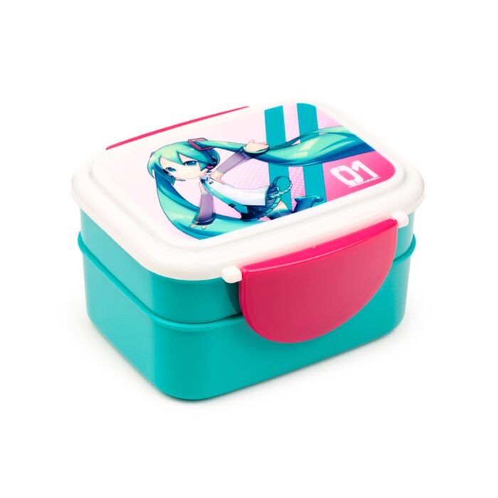 Hatsune Miku Clip Lock Stacked Bento Lunch Box with Cutlery
