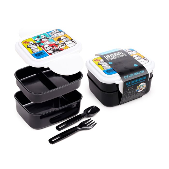 The Original Stormtrooper Clip Lock Stacked Bento Lunch Box with Cutlery