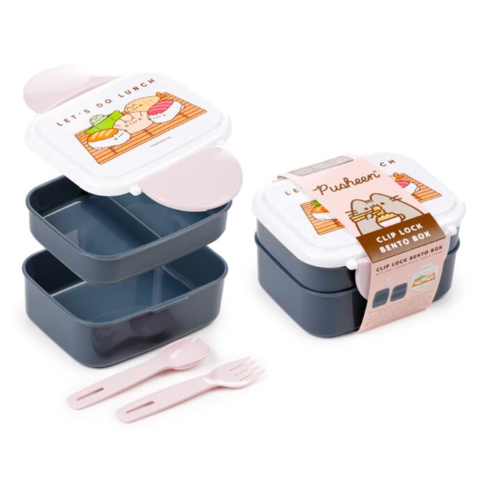 Pusheen the Cat Bento Club Clip Lock Stacked Bento Lunch Box with Cutlery