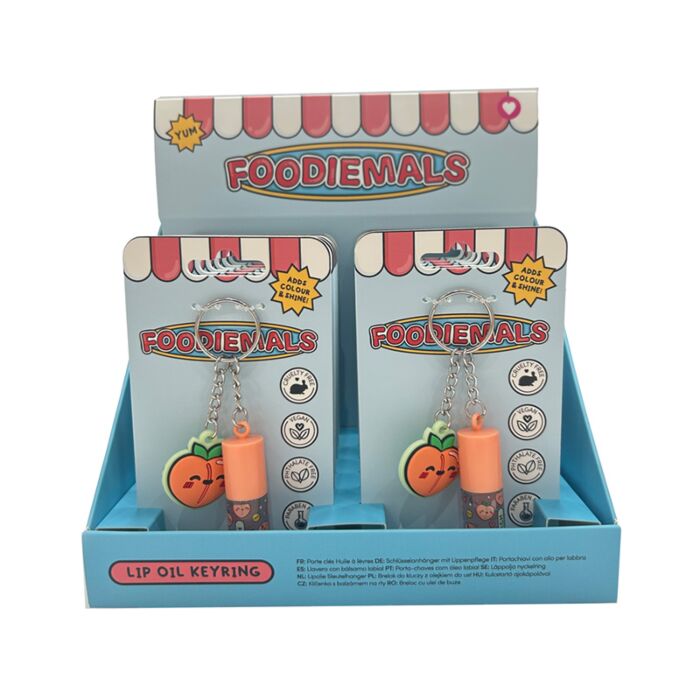 Foodiemals Peach Lip Oil Stick with Charm Keyring