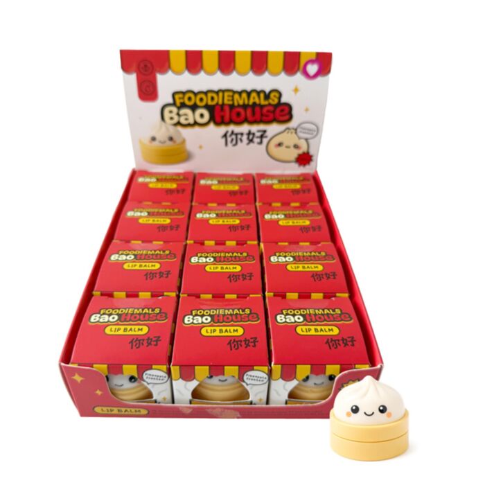 Foodiemals Bao House Bao Bun Lip Balm in a Shaped Holder