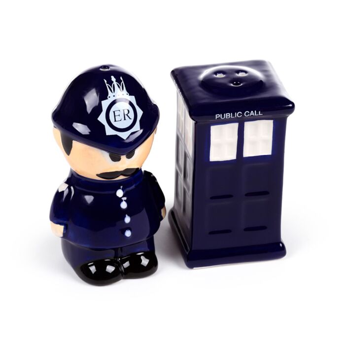Police Box & Policeman London Icons Ceramic Salt & Pepper Set (Design 2)