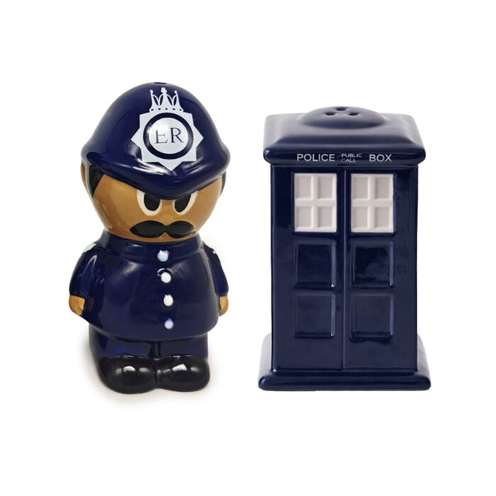 Police Box & Policeman London Icons Ceramic Salt & Pepper Set (Design 1)