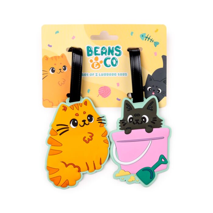 Beans & Co Cats PVC Luggage Tag Set of 2
