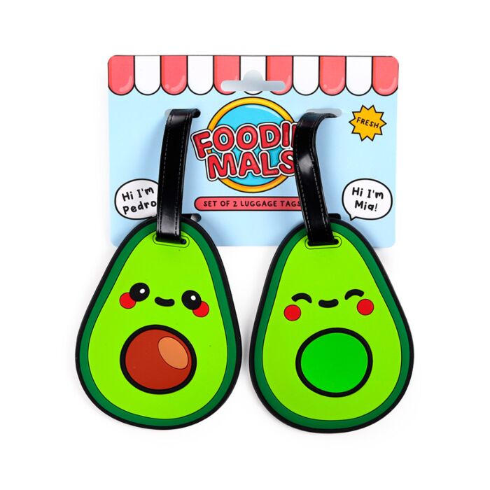 Foodiemals Avocado PVC Luggage Tag Set of 2