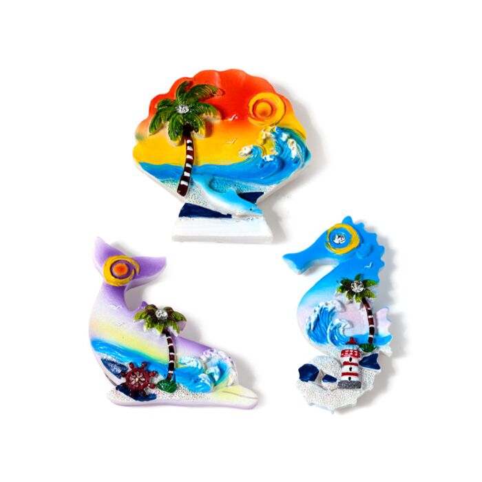 Souvenir Seaside Magnet Seahorse, Shells & Dolphins