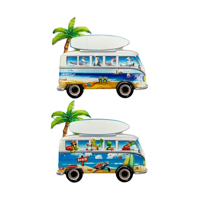 Souvenir Seaside Magnet Beach Van Shaped with Turtles & Seagulls