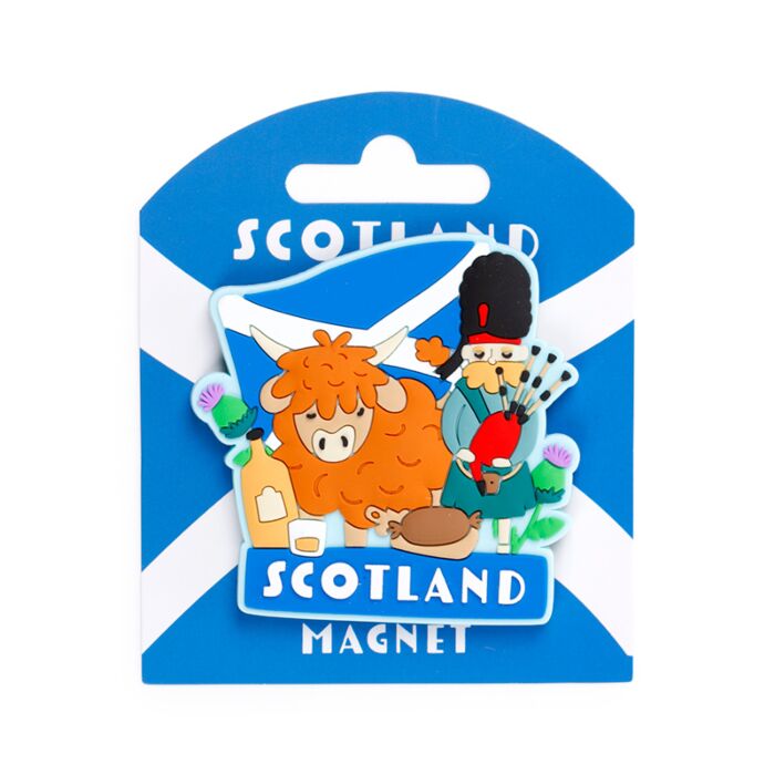 Highland Coo & Piper Scotland Souvenir PVC Magnet