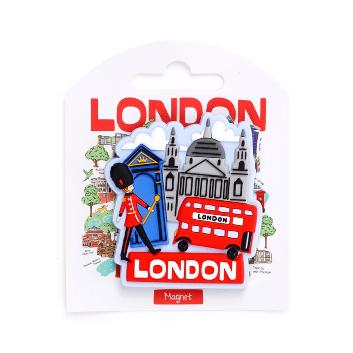 Guardsman & Red Bus London Souvenir PVC Magnet