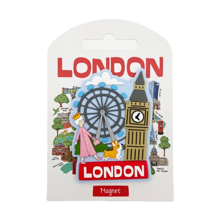 Queen, Corgi & Big Ben London Souvenir PVC Magnet