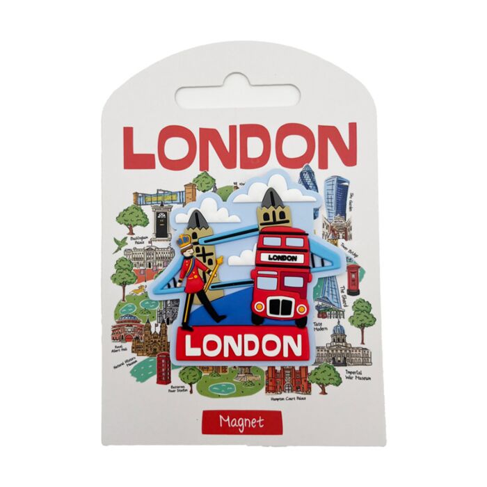 King, Tower Bridge & Red Bus London Souvenir PVC Magnet