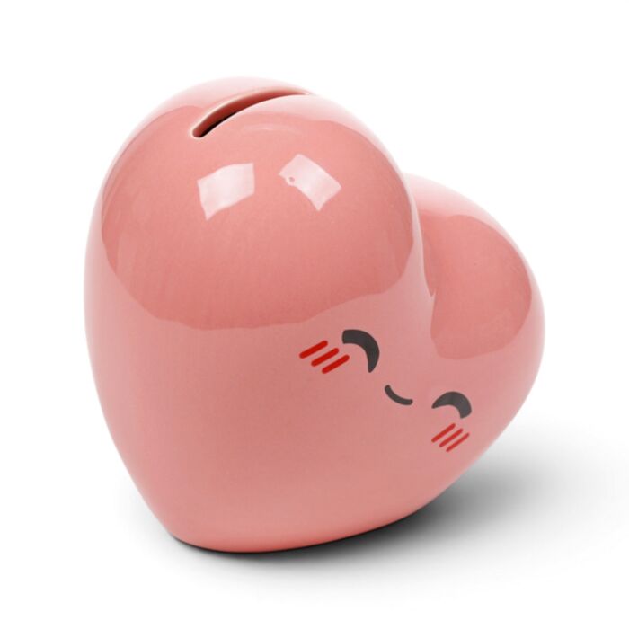 J'Adoramals Pink Heart Ceramic Money Box