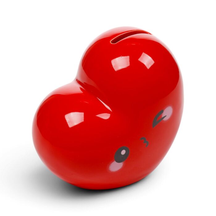 J'Adoramals Red Heart Ceramic Money Box