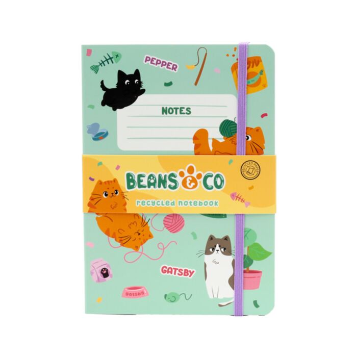 Beans & Co Cats Recycled Paper Notebook
