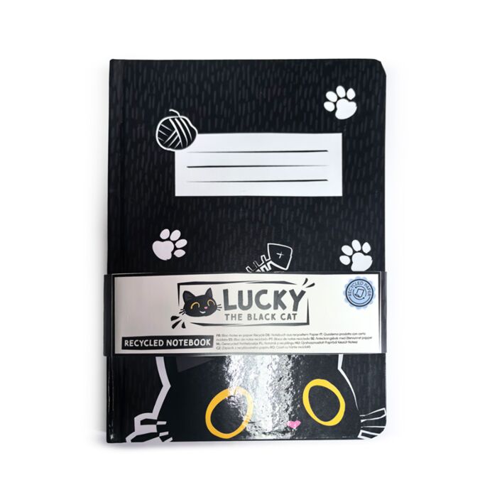 Lucky the Black Cat Recycled A5 Notebook