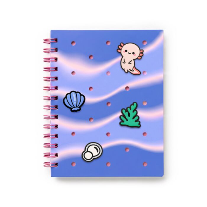 Adoramals Maddie the Axolotl Silicone A5 Notebook with Charms