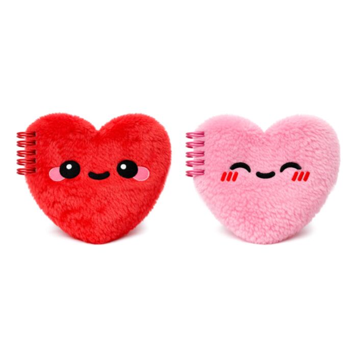 J'Adoramals Heart Pink & Red Plush Heart Shaped Mini Notebook