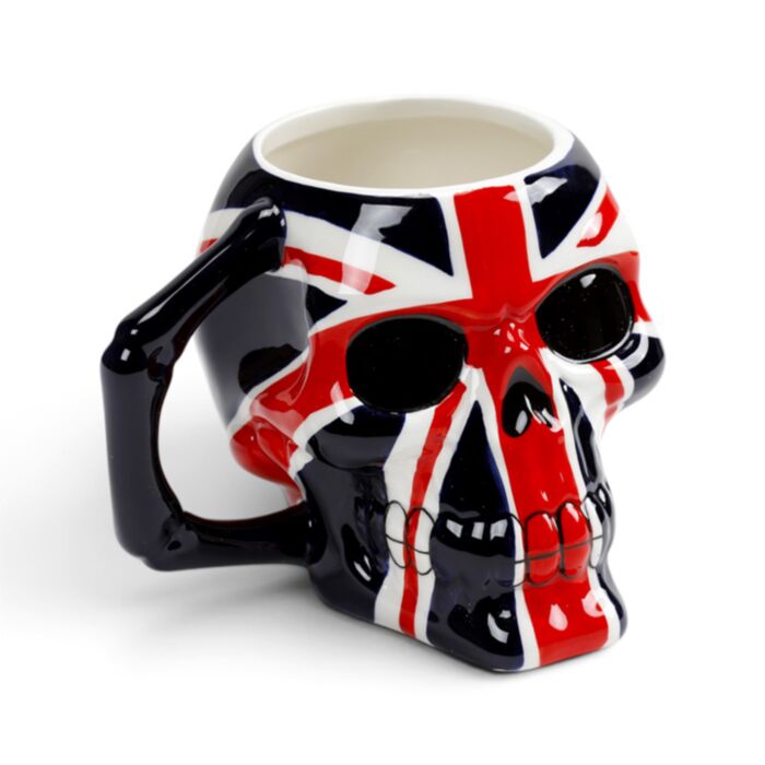 UK Flag Skull Head Ceramic Shaped Mug