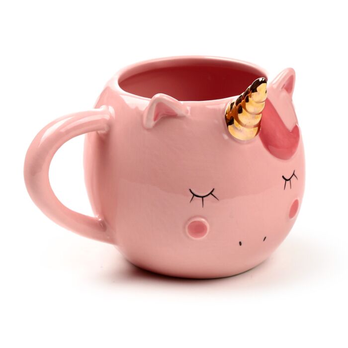Pink Enchanted Rainbows Unicorn Ceramic Shaped Mug