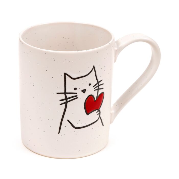 Cat with Heart Stoneware Mug