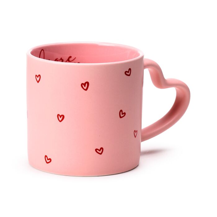 Amore Heart Porcelain Shaped Handle Mug