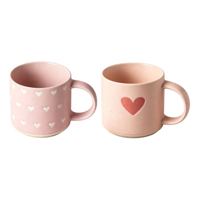Hearts Pink Stoneware Mug