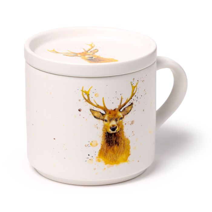 Jan Pashley Stag Porcelain Mug & Coaster Lid Set