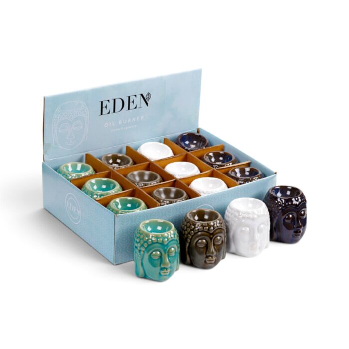 Small Crackle Glaze Ceramic Buddha Head Oil Burner