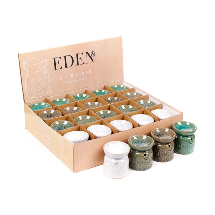 Small Ceramic Eden Oil Burner with Heart Pattern