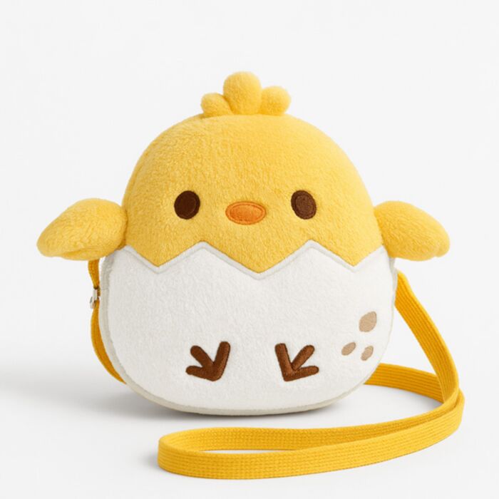 Springtime Chick in Egg Crossbody Plush Shoulder Bag
