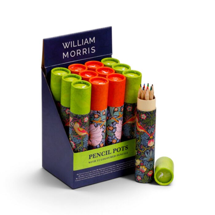 William Morris Large Pencil Pot with 12 Colouring Pencils