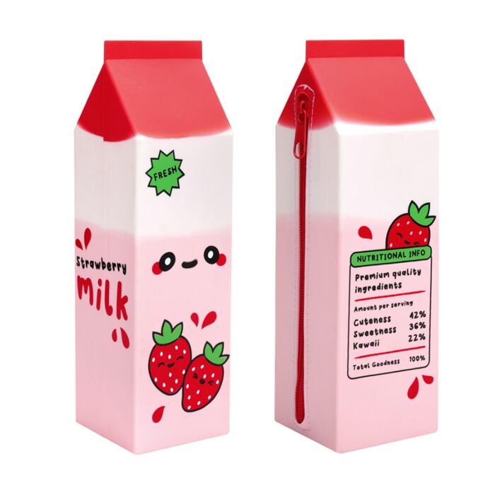 Foodiemals Strawberry Milk Carton Upright Pencil Case